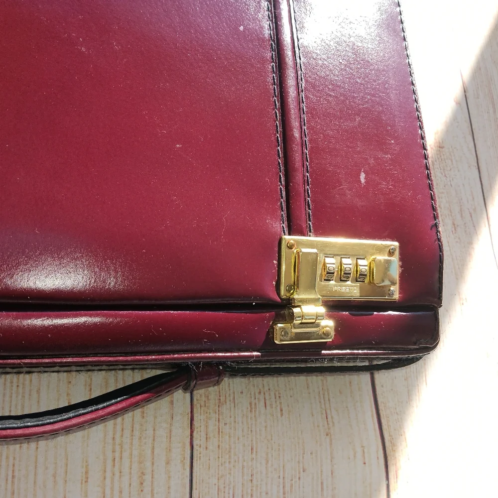 Vintage! Presto Burgundy TOP Grain leather Briefcase